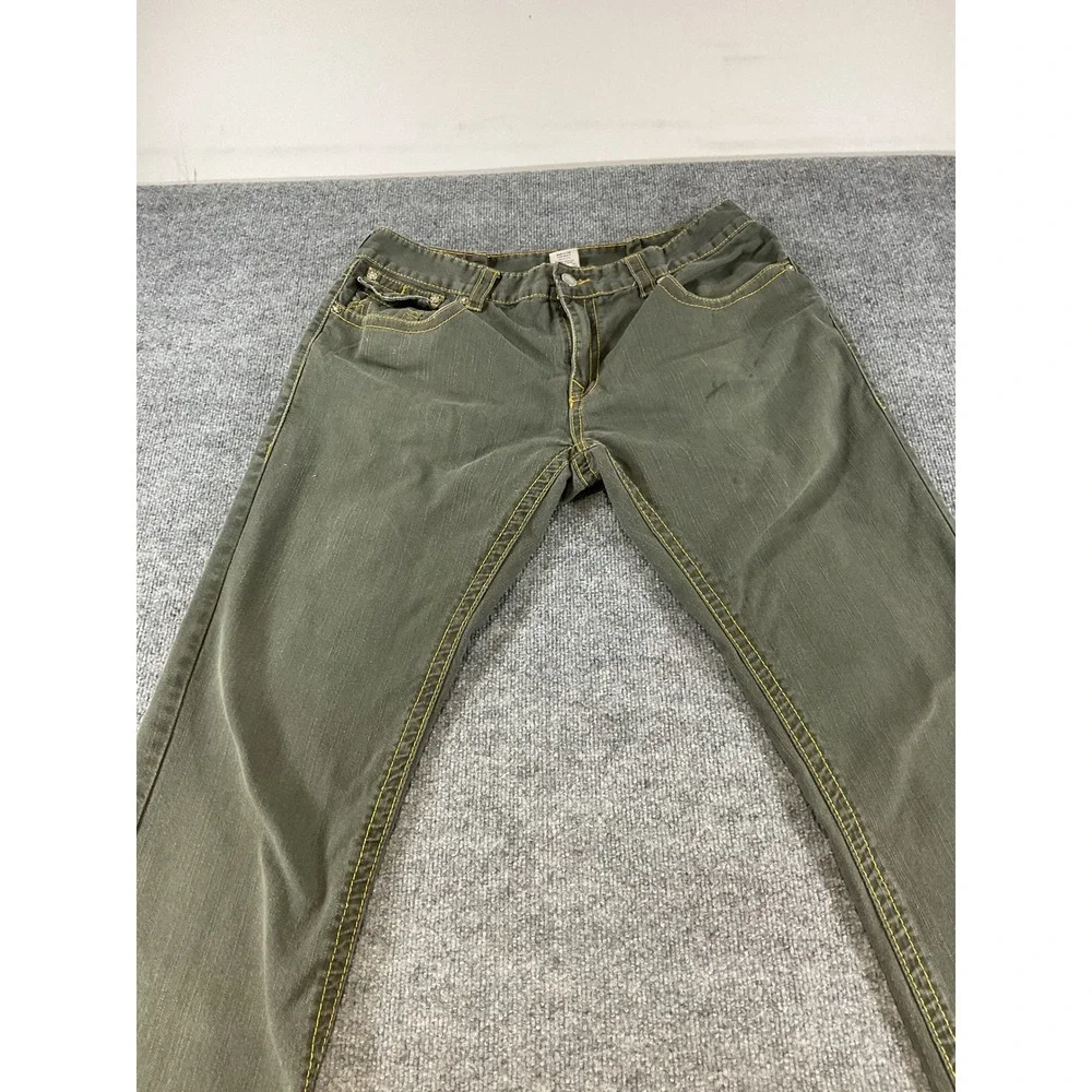 True Religion USA Made Jeans Mens 42x28 Olive Green Straight Denim Pants Y2K